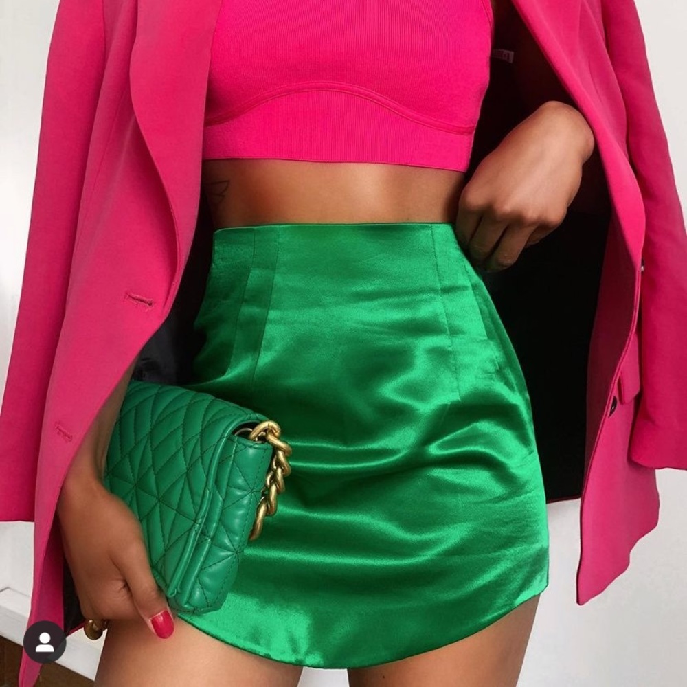GORGEOUS ZARA NWT Satin Effect Mini Skirt